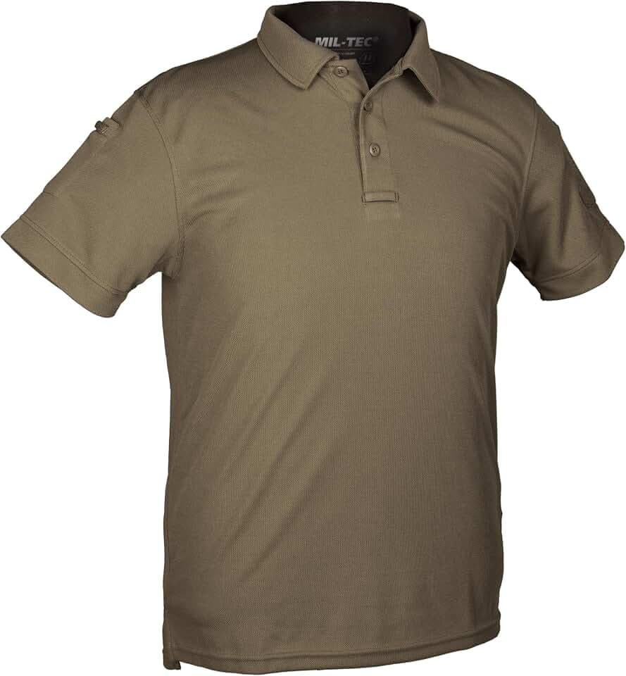 Mil-Tec Tactical Quick Dry Poloshirt Herren • Kurzarm Polo mit Klettfläche & Ärmeltaschen • Atmungsaktives & schnelltrocknendes Funktionsshirt • T-Shirt für Freizeit, Einsatz, Arbeit