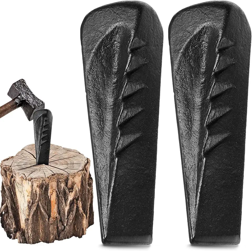 2 Pcs 5 Lbs Twisted Wood Splitting Wedges Forged Steel Firewood