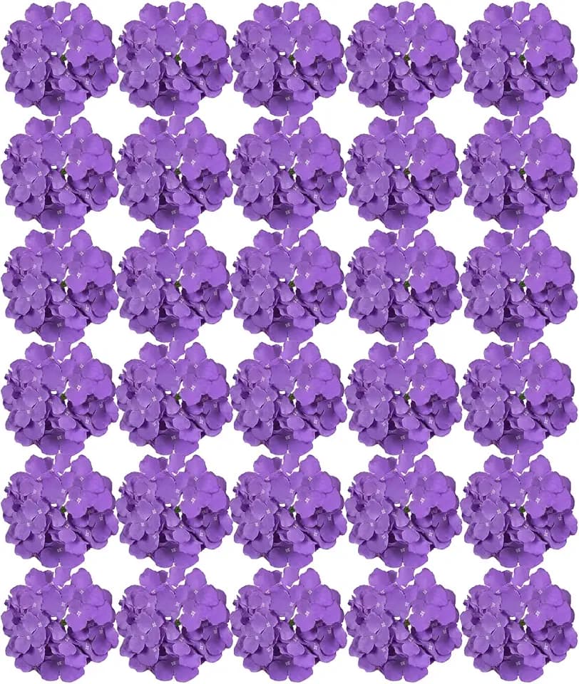 FagusHome Silk Hydrangea Heads 30 Pcs Artificial Flowers Only Heads No Stems Fake Hydrangea Flowers for Home Wedding Decor No Stems (Purple)