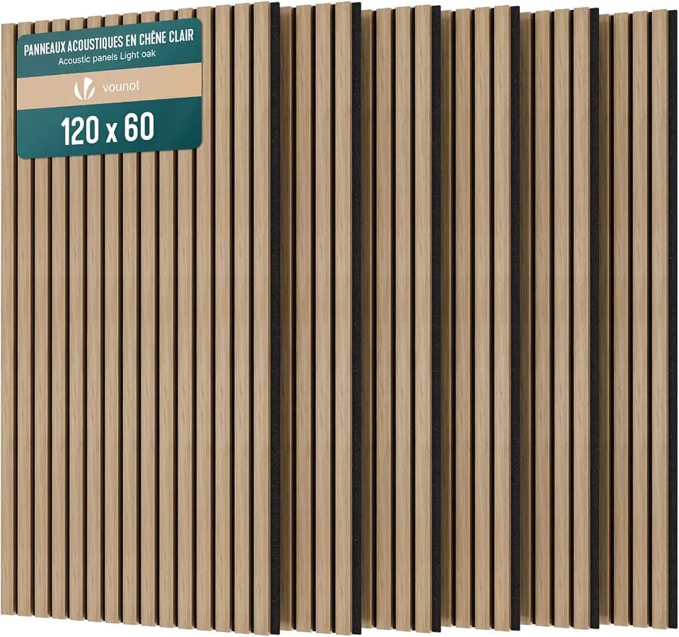 VOUNOT® 6er Set Akustikpaneele 120 × 60 × 2,1 cm Wandpaneele Helle Eiche