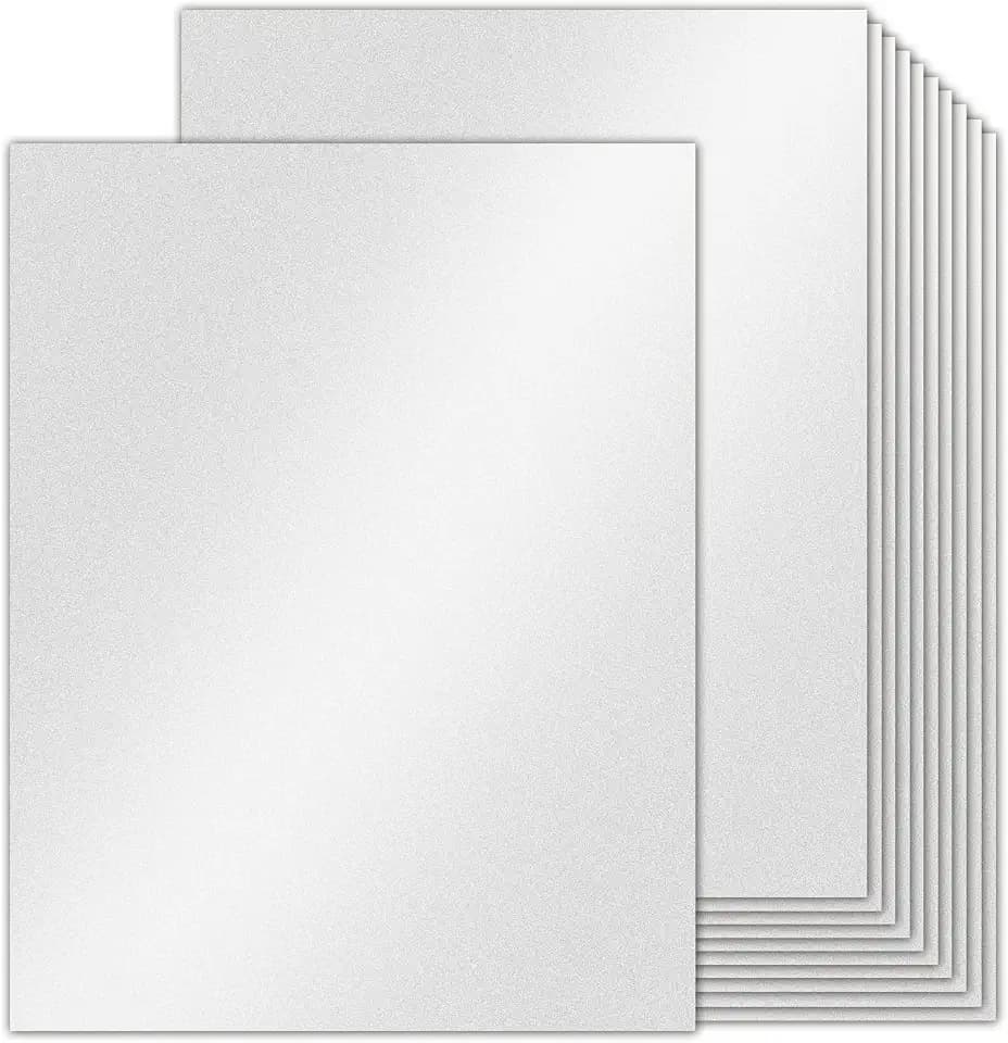 24 Sheets Silver Shimmer Cardstock 8.5 x 11 Metallic Paper