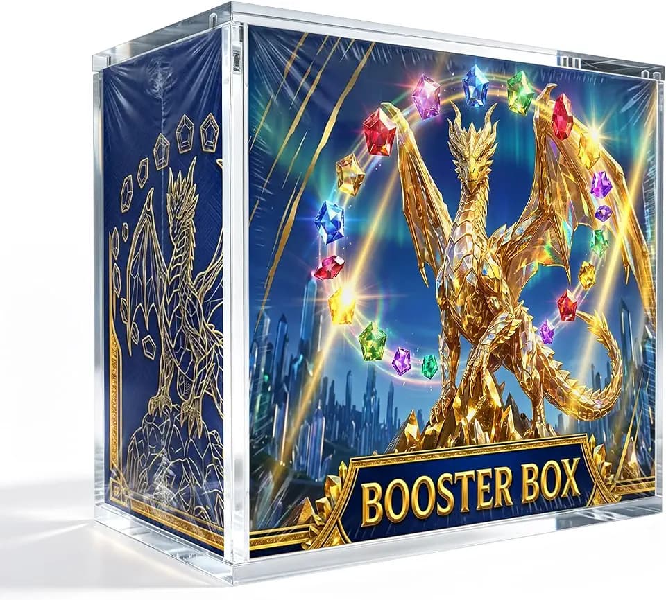 Acryl Case Magnetisch kompatibel mit Poke mon Booster Box, 5mm Dicke Schutzhülle mit UV-Schutz,Display Box Kristallklar für Sammelkarten,Staubdicht – Passend für Standard Booster Displays