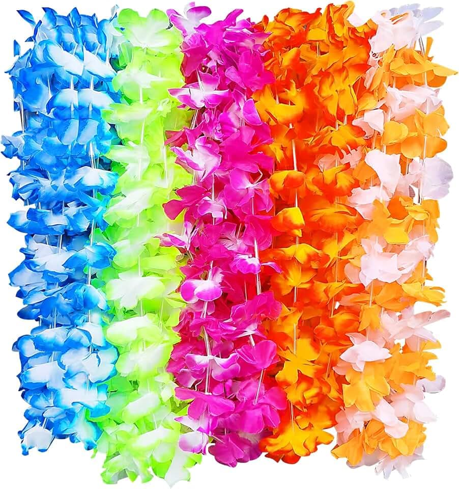 20 Stück Hawaii Kette, Bunt Blumenketten Hawaii Party Deko