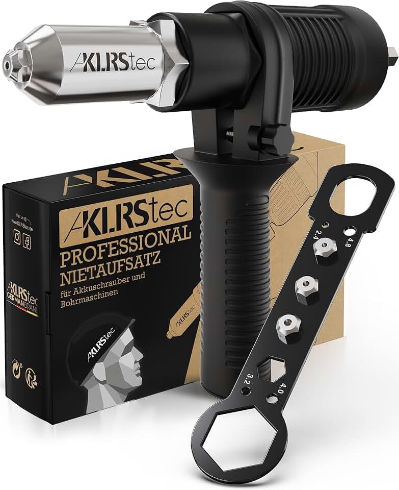KLRStec Professional Nietaufsatz für Akkuschrauber, Blindnieten 2,4-4,8 mm