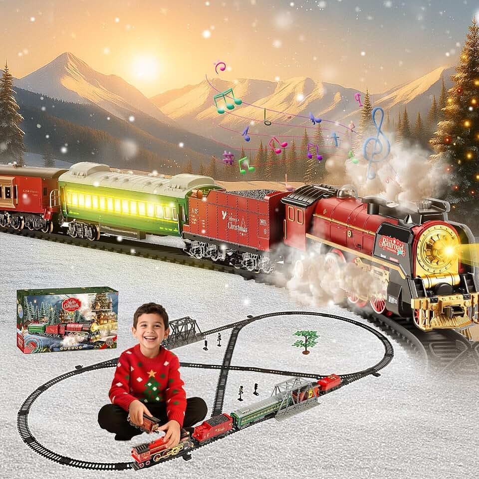 JONRRYIN Elektrische Eisenbahn für Weihnachtsbaum