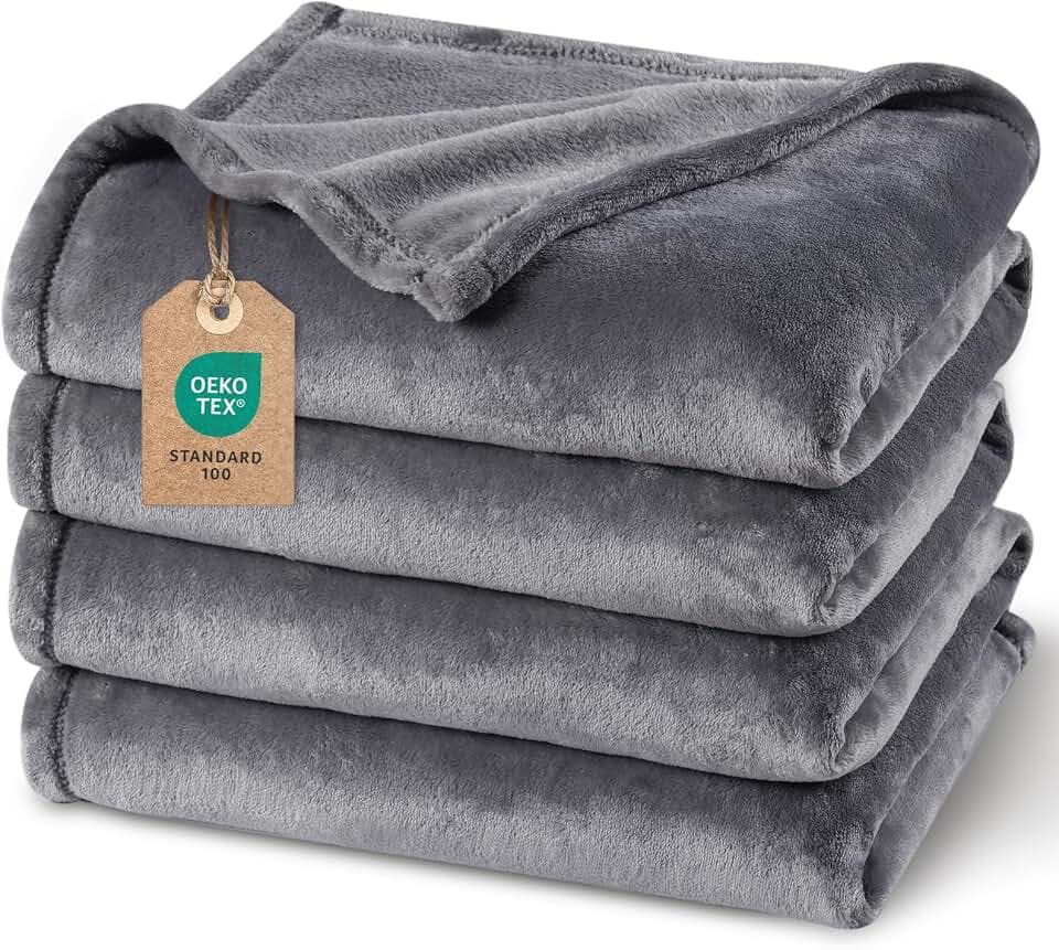 PHF Kuscheldecke Flauschig Fleecedecke 150x200cm - Oeko-Tex Weich Warm Wohndecke, 1PC Decke Blanket für Couch Sofa Bett, Tagesdecken & Kuscheldecken, Sofa überwurfdecke, Grau