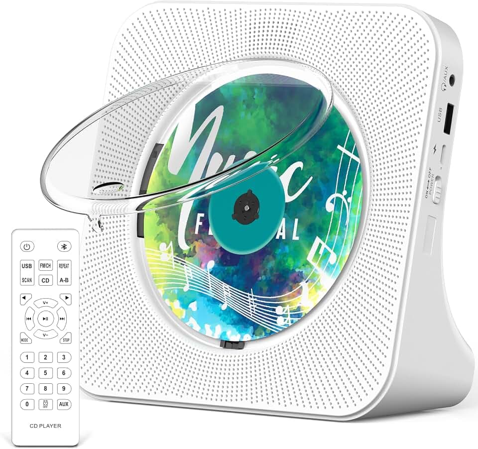 Greadio CD-Player Tragbar mit Bluetooth, CD-Player mit Fernbedienung