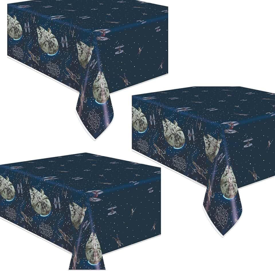 Unique Star Wars Party Supplies | Table Cover Bundle | Officially Licensed | 3 Pack Star Wars Themed Plastic Table Covers | Galaxy Birthday Supplies for Kids, Boys, Girls, Classroom Parties