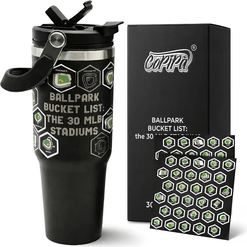 MLB Ballpark Bucket List Water Bottle - Stadium Tracker All 30 Stadiums