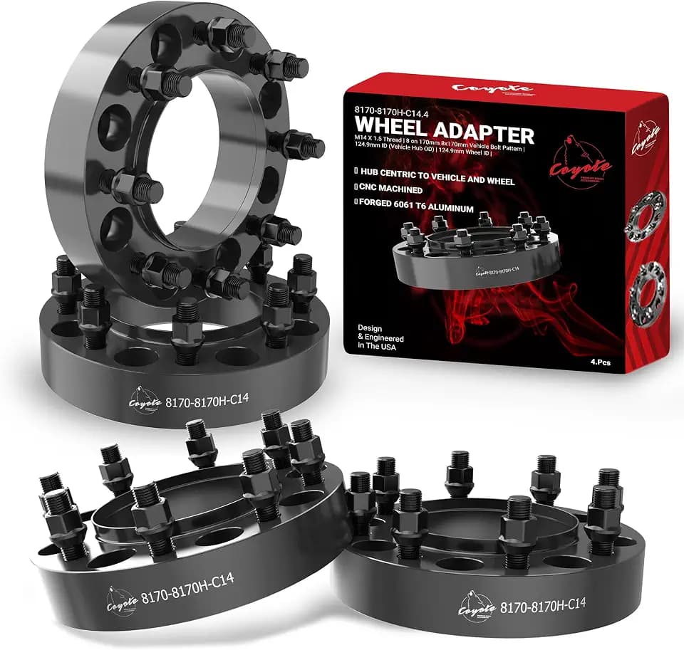 Wheel Accessories Parts 4 Pcs Hub Centric Wheel Spacers 8 on 170mm 8x170mm 1.50 Inch Thick 124.9mm Hub M14x1.5 14x1.5 Thread Stud Fits Ford F250 F350 Super Duty Single Rear Wheel