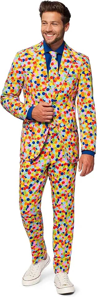 OppoSuits Karnevalskostüme Herren festlichem Druck Anzug mit Krawatte