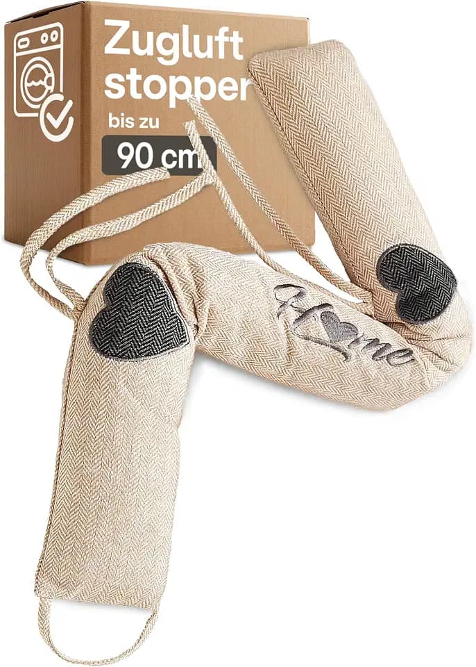 Praknu Zugluftstopper für Türen & Fenster 90 cm Beige – Türdichtung unten