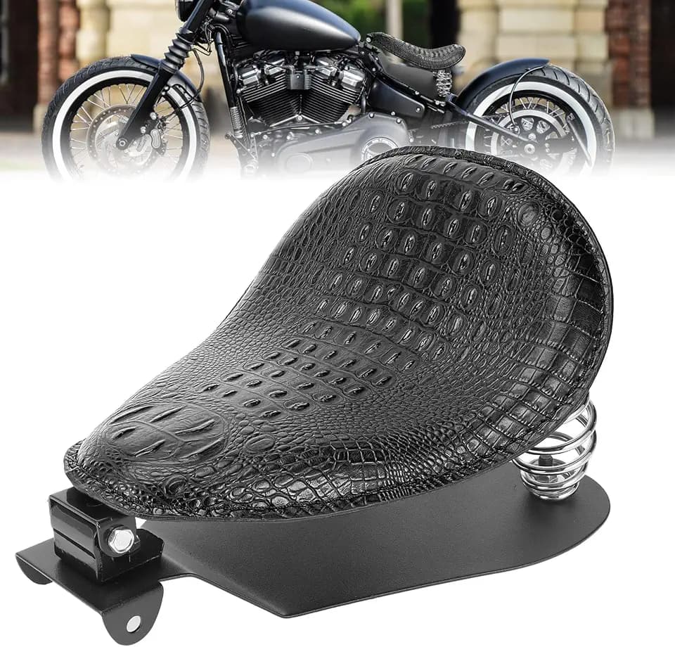 Motorcycle Solo Seat PU Leather Drive Seat with Spring Base Mounting Bracket Compatible with Harley Yamaha Kawasaki Suzuki Sportster Bobber Chopper Custom Application