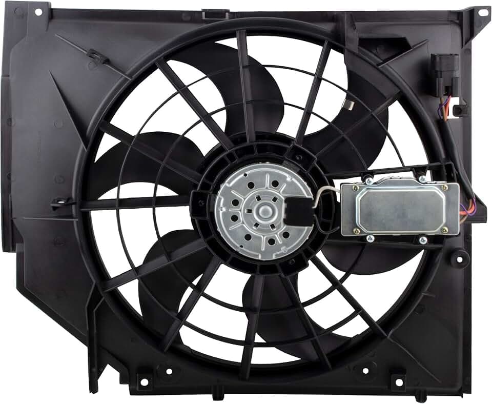 BOXI 621-199 Radiator Cooling Fan Assembly Fit for BMW E46 3-Series 1999-2005 320i 323Ci 323i 325Ci 325i 325xi 328Ci 328i 330Ci 330i 330xi 17117561757