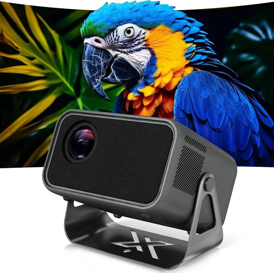 Beamer 4K Heimkino mit 500 ANSI Lumen, Native 1080P, unterstützt 4K, Auto Fokus und Trapezkorrektur, WiFi 6 und Bluetooth 5.0, Smart Beamer 4K für Schlafzimmer und Heimkino