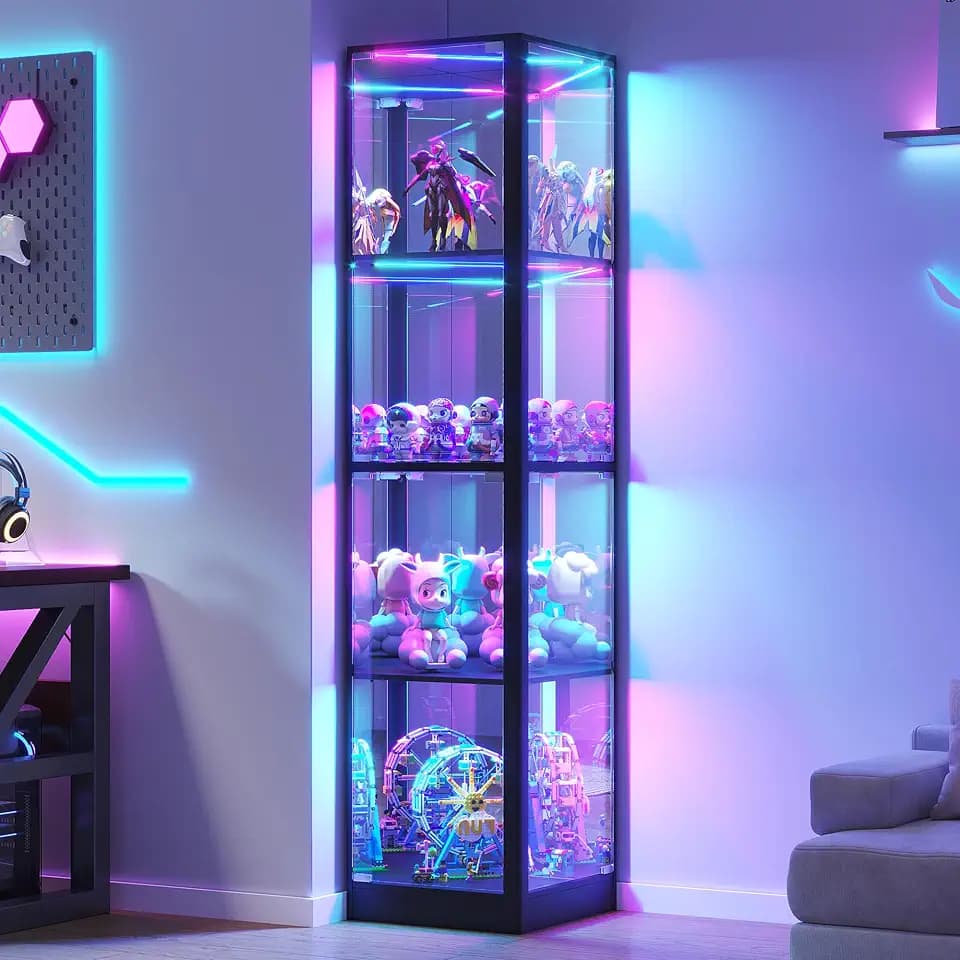 TAGELIER 173cm Glasvitrine mit RGB-Beleuchtung für Sammlungen