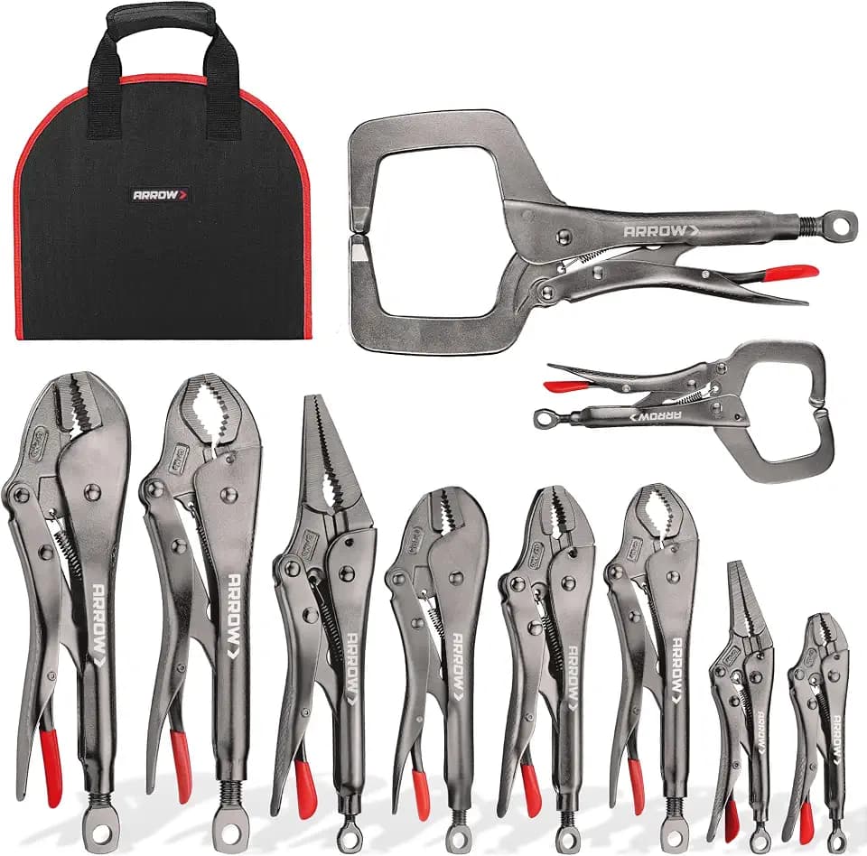 ARROW 10-piece Locking Pliers Set, Chromium-Molybdenum Vice Grips