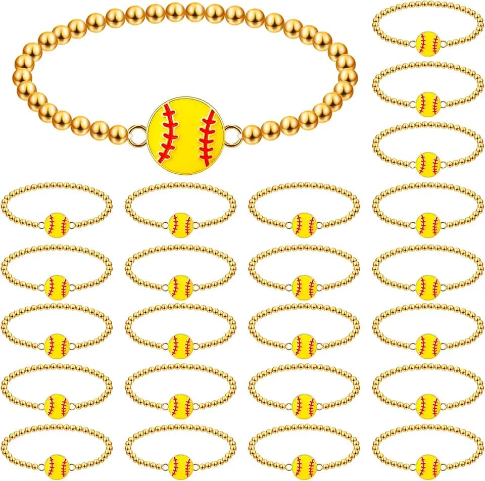 Tondiamo 24 Pcs Sports Beaded Charm Bracelets