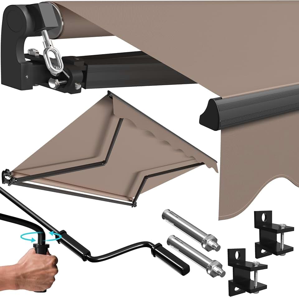 KESSER® Gelenkarmmarkise Vormontiert Markise Gelenkmarkise 250 x 200 cm Terrassenmarkise Sonnenmarkise inkl. Wandhalterung Sonnenschutz Balkonmarkise wasserabweisend Alu/Polyester Taupe