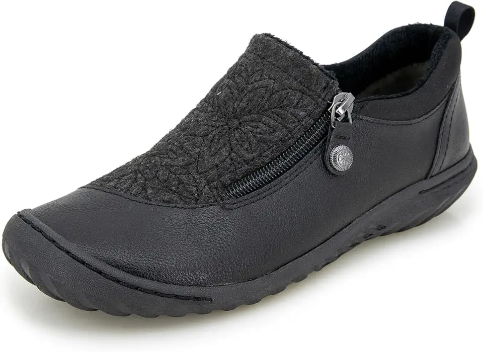 JBU Women's Elodie Comfortable Casual Flexible Arch Support APMA Accepted Side-Zip Walking Flat