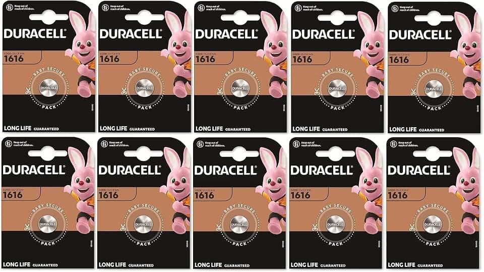 10 x Duracell 1616 Lithium (10 Blister à 1 Batterie) 10 Batterien (CR1616)