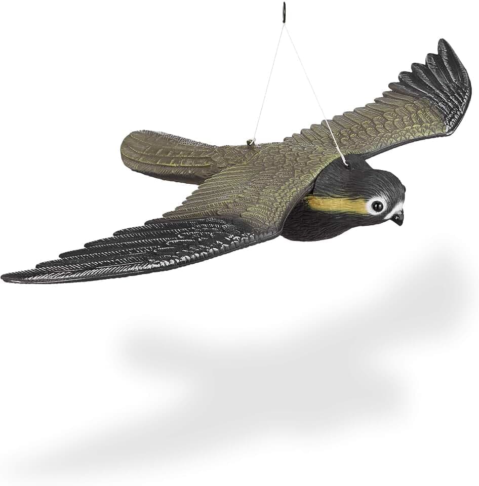 Relaxdays Vogelschreck Falke, 58 cm Spannweite, wetterfest, Mehrfarbig