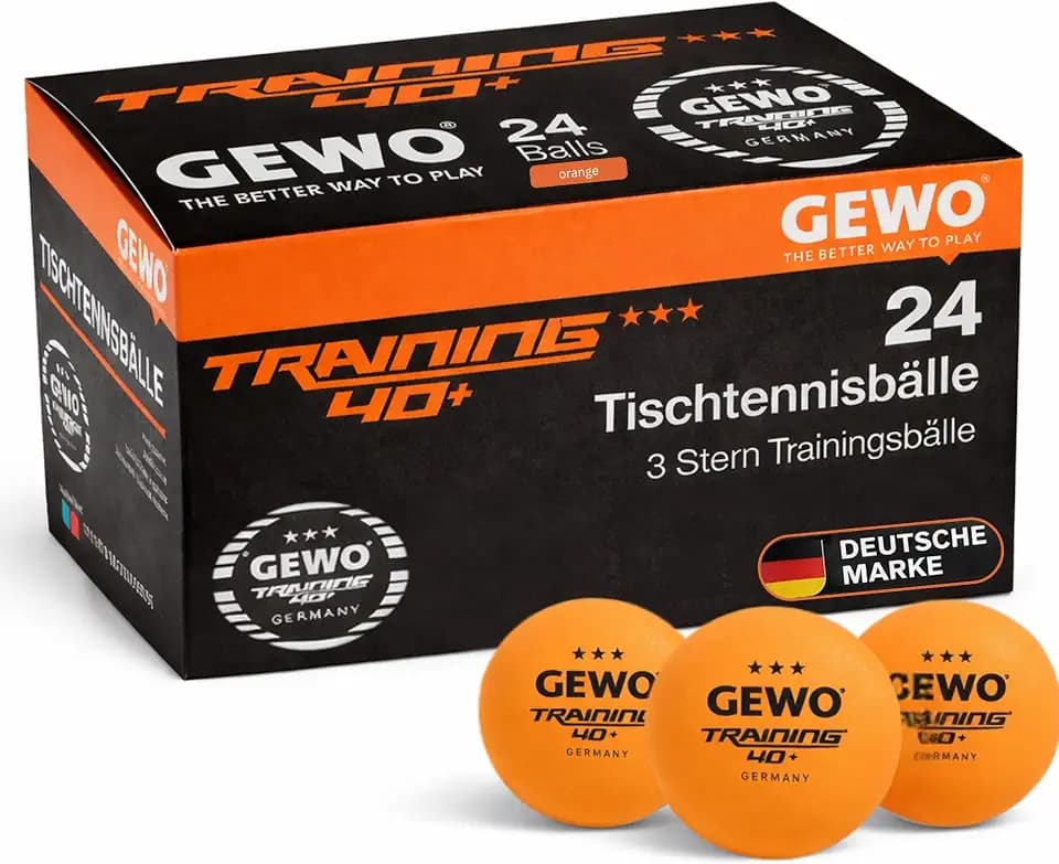 GEWO Tischtennisbälle 3 Sterne Training 40+ – 24 Stück Premium Ping Pong Bälle für Anfänger, Hobbyspieler & Vereinstraining