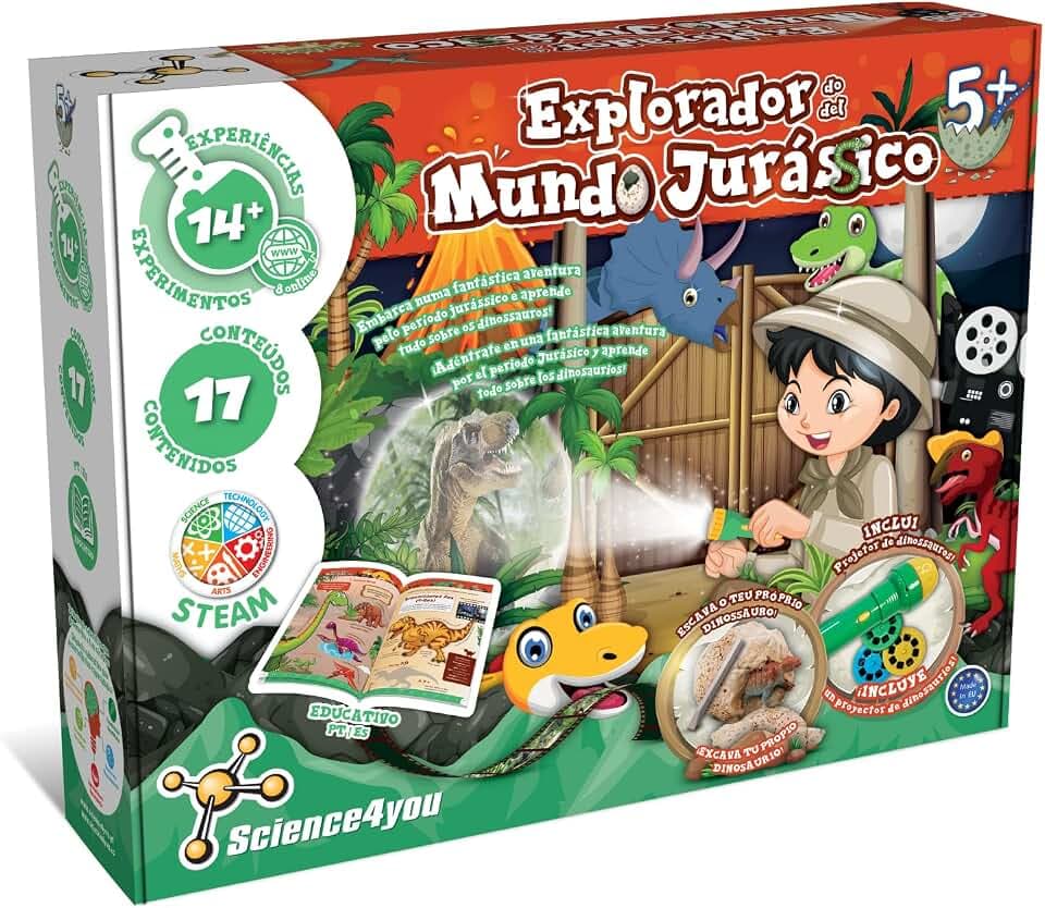 Science4you Explorador Jurasico para Niños - Juego Paleontologia Con 14+ Experimentos para Niños: Set Excavacion, Puzzle Dinosaurios, Huevos Dinos y más, Juegos Educativos para Niños 4 5 6 7+ A. ños