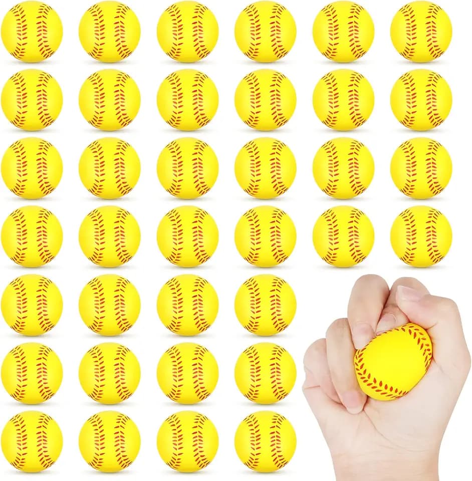 Hooqict Mini Foam Softball Stress Ball 25 Pack Softball Party Favors Small Soft Sports Ball Stress Relief Toy for Kids Adults Party Bag Gift Fillers Goodie Bag Stuffers School Classroom Prize
