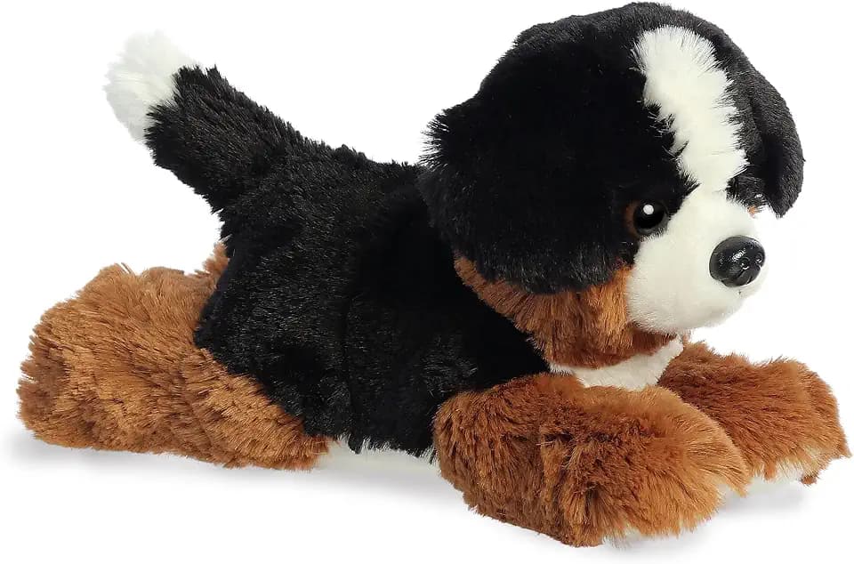 Aurora® Adorable Mini Flopsie™ Bernie Mountain Dog™ Stuffed Animal - Mini Companions Ready for Playful Adventures - for Kids All Ages, Toddlers, Adults, and Families - Black 8 Inches