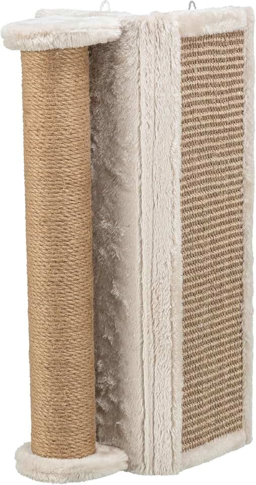 Trixie Wall Mounted Corner Scratching Board with Extra Post – Vertical Sisal Rope Pad for Indoor Cats – Easy-Install Corner Scratch Pad – Beige, 5.9 x 5.9 x 19.7 in