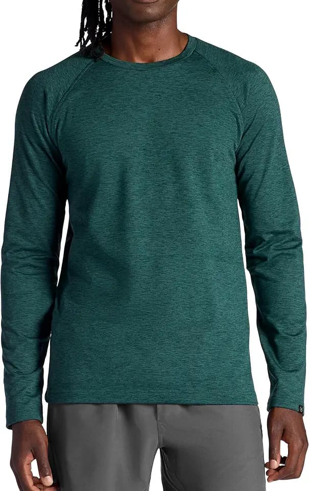 Gaiam Men's Power Long Sleeve Crewneck Top, Standard Fit, Stretch Heavyweight Fleece Material