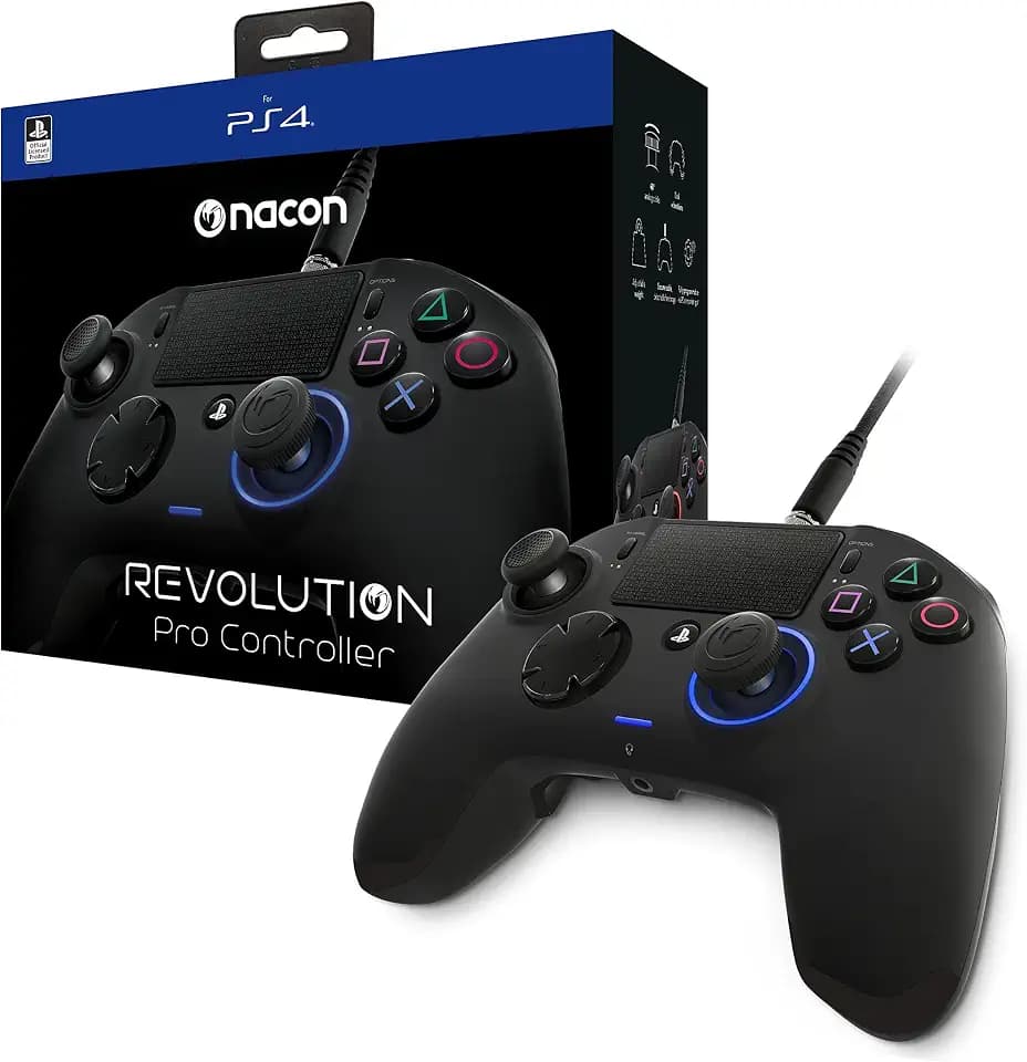Nacon Revolution Pro Gamepad Playstation 4, Schwarz – Zubehör für Videospiele (Gamepad, Playstation 4, Analog/Digital, Richtungskreuz, Haus, Mode, mehrfarbig, mit Kabel)