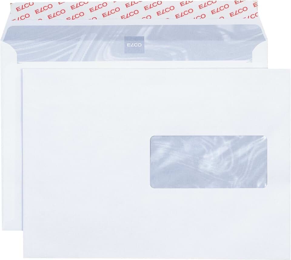 Elco 62896 Briefumschläge mit Fenster, Format C5, Weiß, 500 Stück