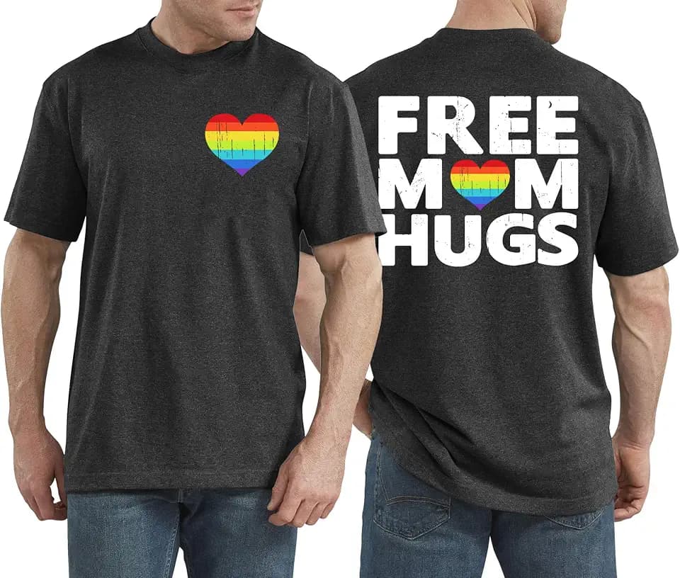 QAUN Pride Shirt Men Rainbow Graphic T-Shirt LGBTQ Gay Pride Short Sleeve Tee