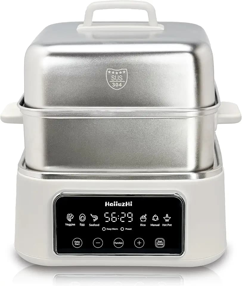 Electric Food Steamer 12.7 QT, Double-Tier 8-in-1 Vegetable & Meal Steamer