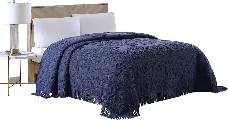 Beatrice Home Fashions Medallion Chenille-Tagesdecke, Doppelbett, Marineblau