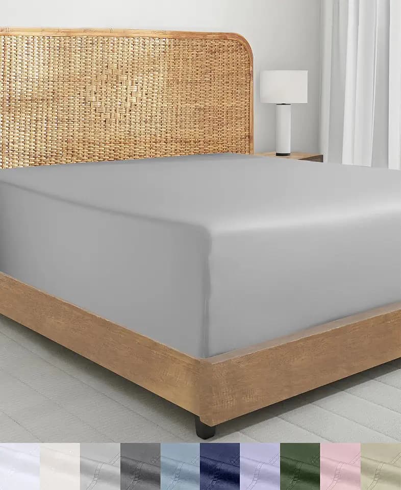 California Design Den 100% Organic Cotton Queen Fitted Sheet Deep Pocket