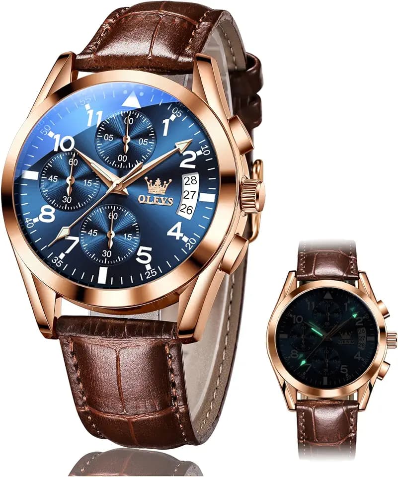 OLEVS Watches for Men Classic Leather Luxury Dress Mens Watches