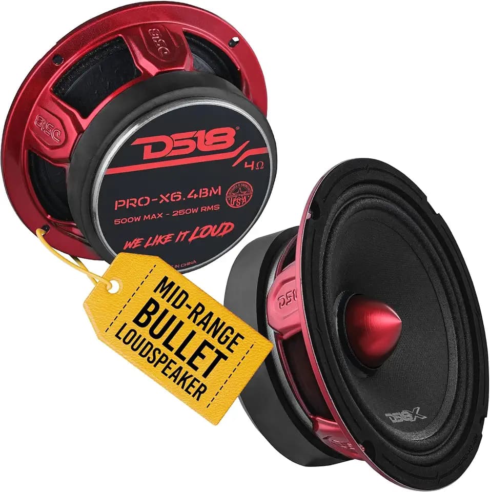 DS18 PRO-X6.4BM 6.5" Midrange Speakers, 250W RMS, 4 Ohm, Pair
