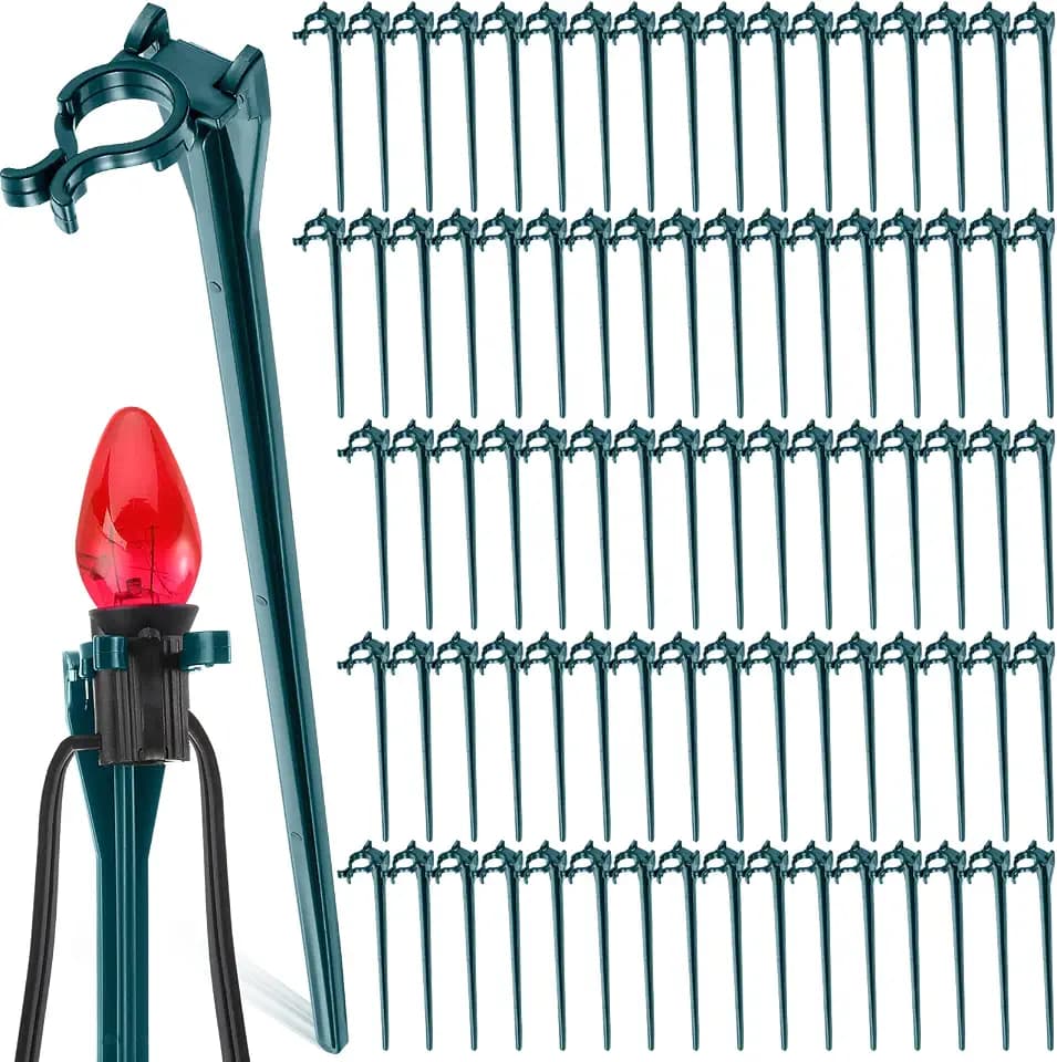 200 Pieces Christmas Light Stake 7.5" for C7 C9 Ground Outdoor, Green