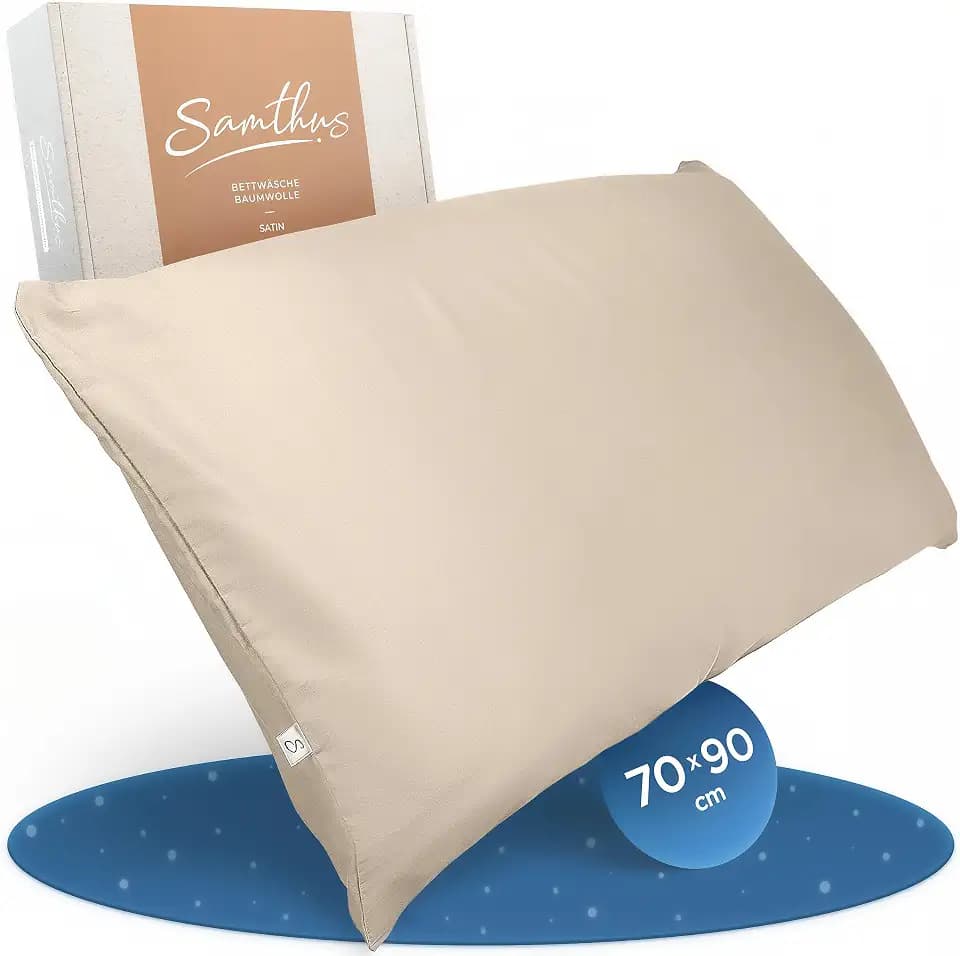 Samthus Kissenbezug 70x90 Baumwolle Satin - Oeko-Tex Made In Green - Beige