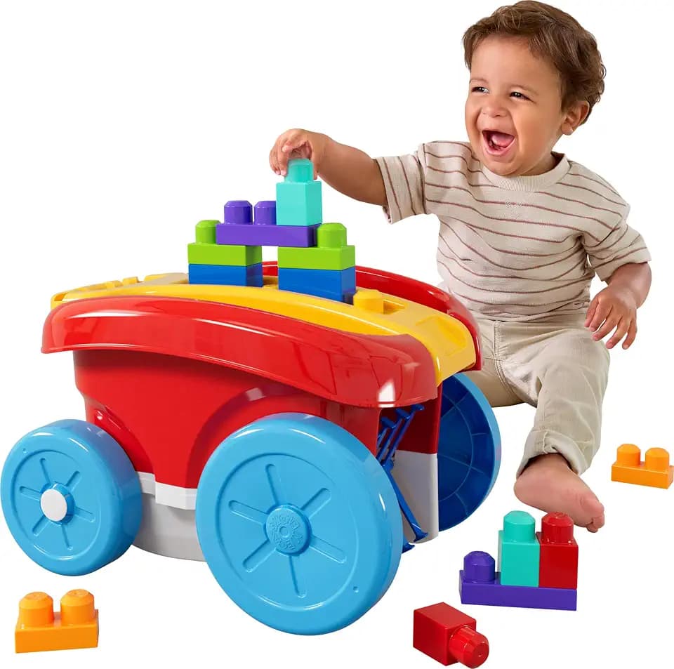 MEGA BLOKS First Builders Block Scooping Wagon Toddler Blocks Toy