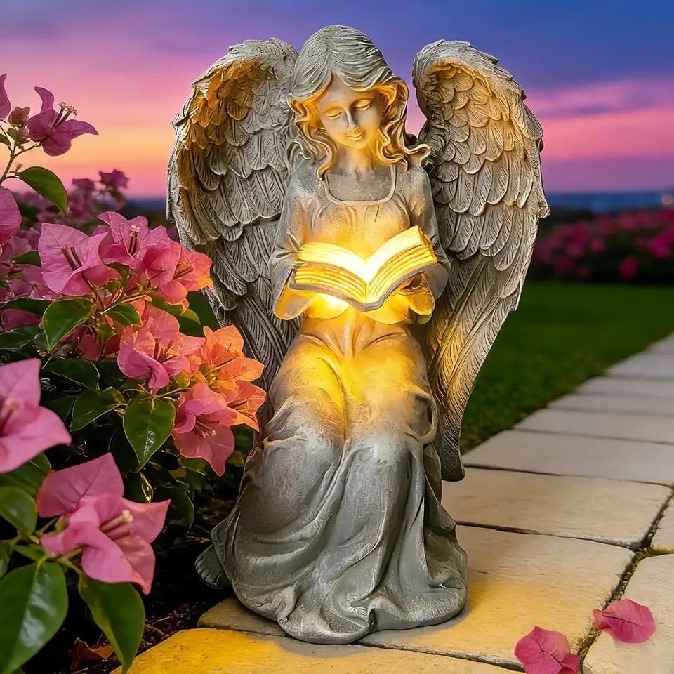 Solar Garden Angel Statue, Outdoor Lights Decoration Gift for Women Mom Dad