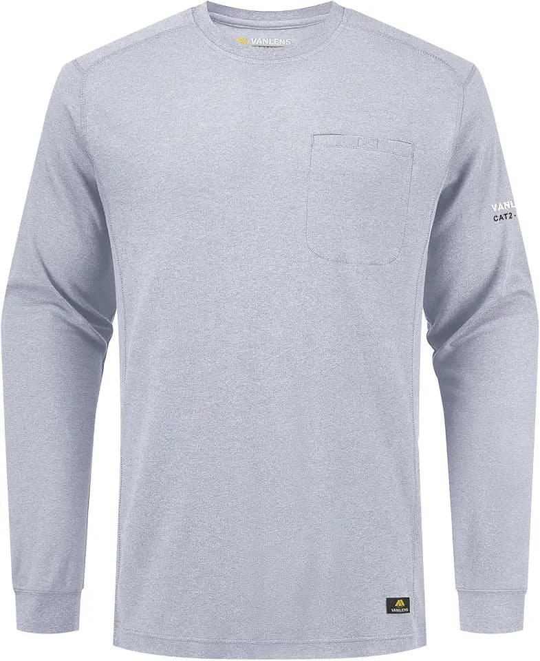 FR Shirts for Men 5.5OZ Lightweight 100% C Long Sleeve Welding CAT2