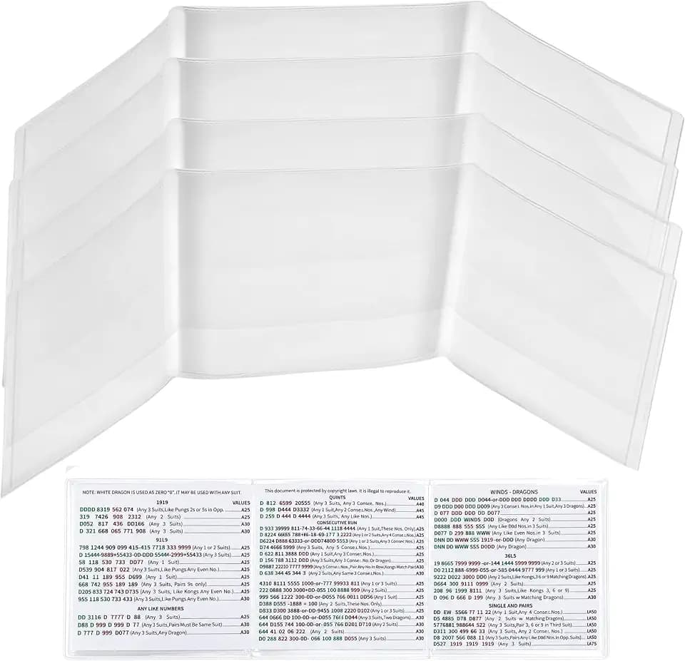2026 MahjongCard Sleeves 4PCS, Transparent Plastic Covers