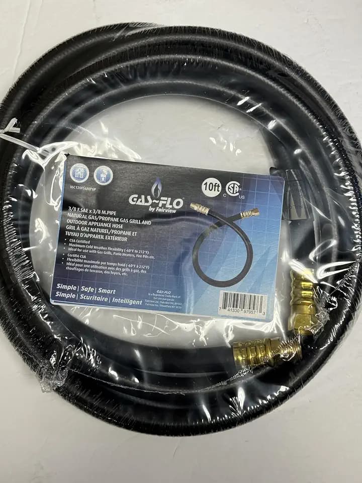 Grill and Outdoor Appliance Hose for Propane and Natural Gas, 3/8 F.SAE x 3/8 M.PIPE, 20-foot