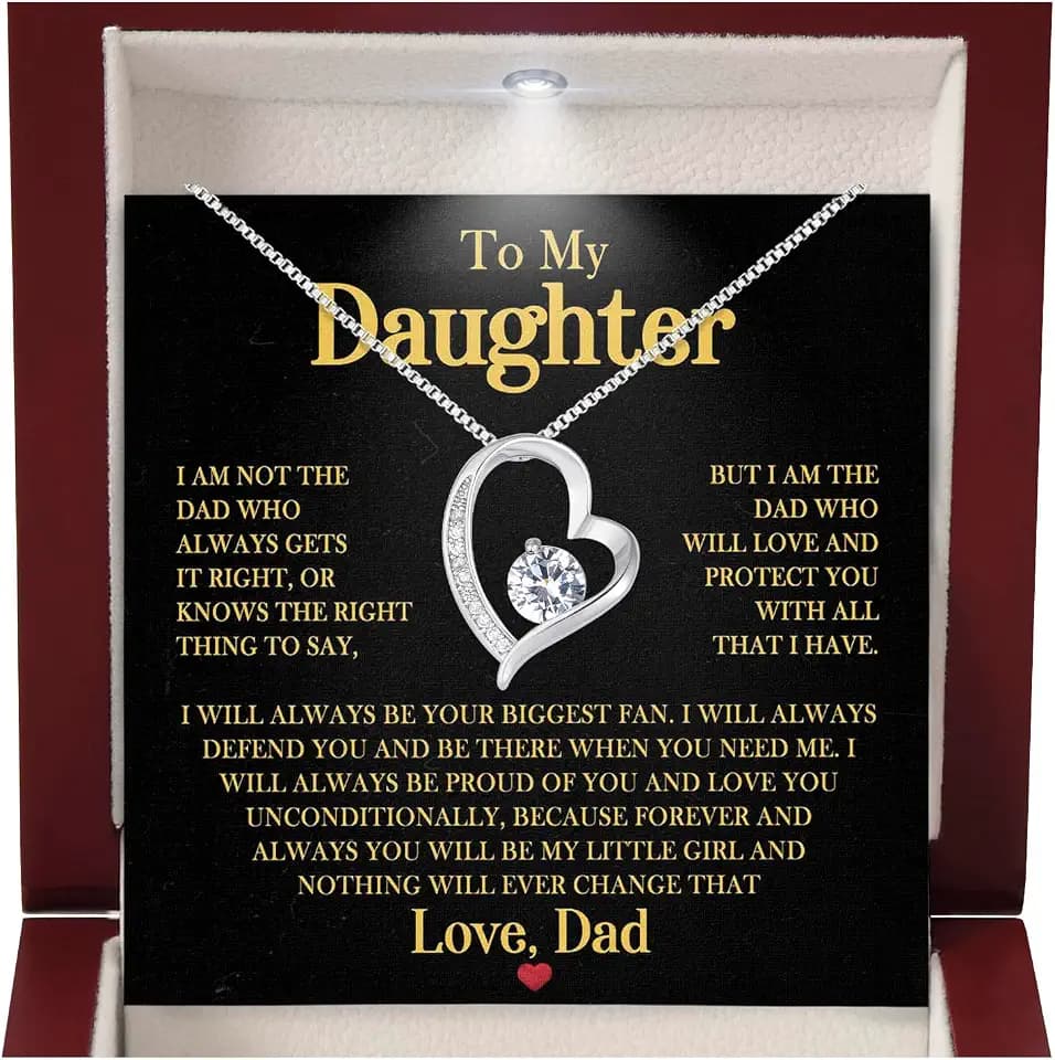 Larvincy To My Daughter Necklace From Dad, Father Daughter Necklace Gifts