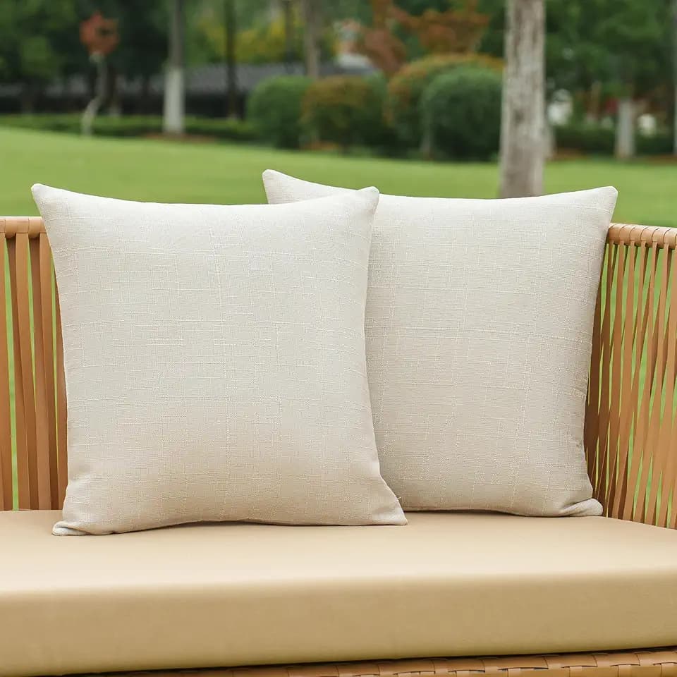 NiNi ALL Outdoor Pillow Covers 20x20 Set of 2 Patio Waterproof Beige Gray