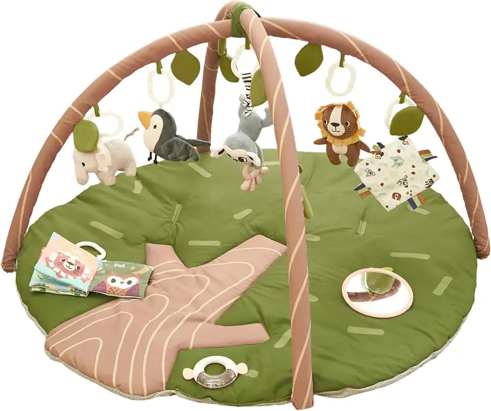 Baby Play Gym & Activity Mat, Large & Thick Tummy Time Mat, 8 Sensory Toys
